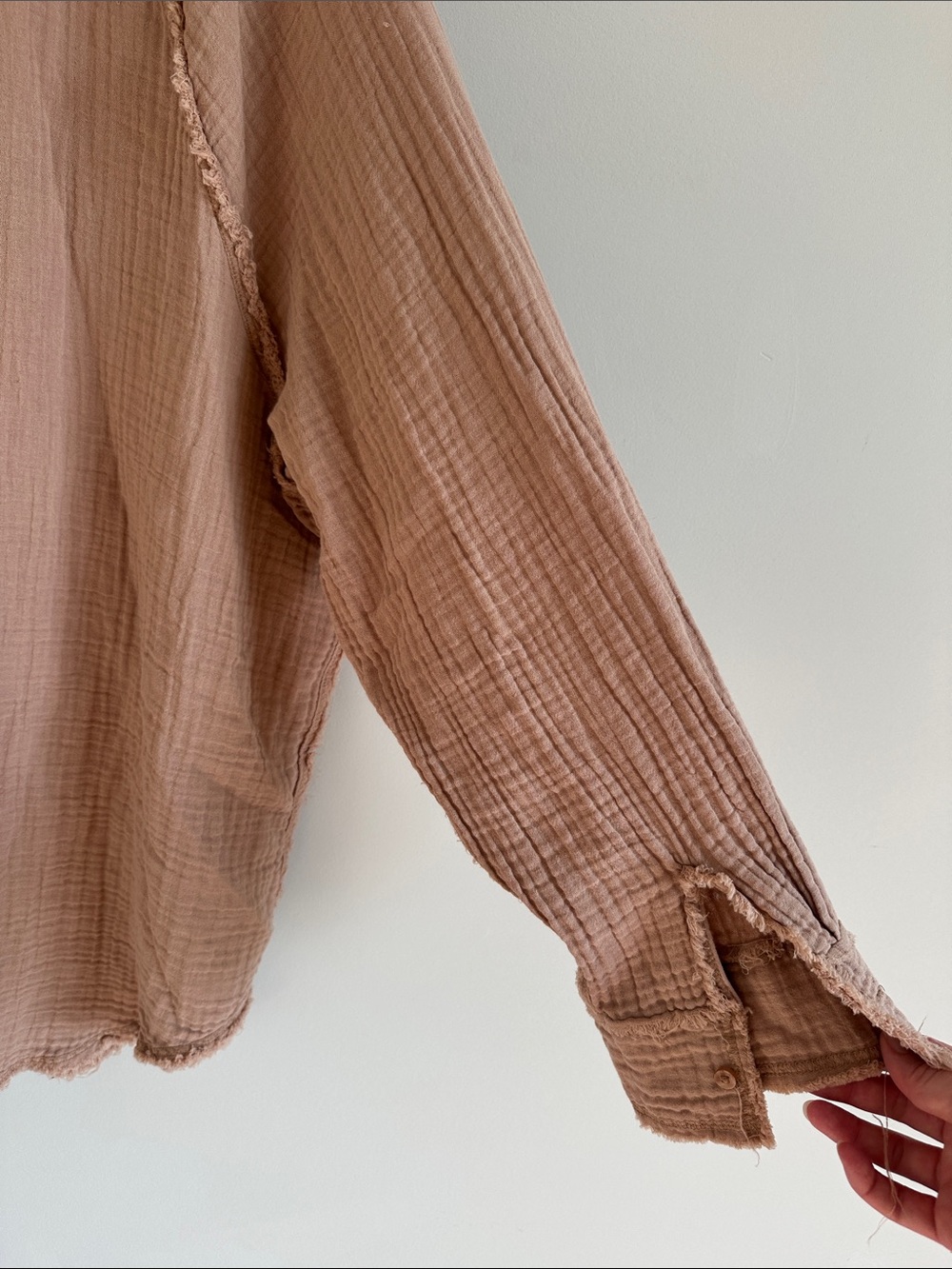 aerie lightweight gauze swim coverup in blush tan - Picture 5 of 5